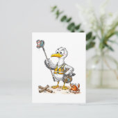 Comic Bird Beach Cleanup Crew Briefkaart (Staand voorkant)