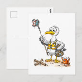 Comic Bird Beach Cleanup Crew Briefkaart (Voorkant / Achterkant)