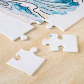 Comic Bird Beach Wind Check Ansichtkaart Legpuzzel (Zijkant)