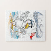 Comic Bird Beach Wind Check Ansichtkaart Legpuzzel (Horizontaal)