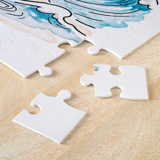 Comic Bird Beach Wind Check Postcard Legpuzzel (Zijkant)