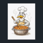 Comic Bird Cooking Labskaus Briefkaart<br><div class="desc">A cheerful coastal bird prepares a steaming pot of traditional Labskaus,  stirring with dedication and humor. This comic‑style kitchen scene blends maritime culture with playful character design,  ideal for food lovers,  coastal décor and quirky nautical art.</div>