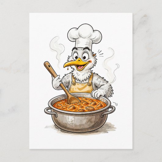 Comic Bird Cooking Labskaus Briefkaart (Voorkant)