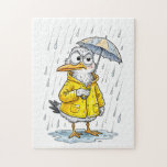 Comic Bird Rainy Day Duty Legpuzzel<br><div class="desc">A coastal bird braves heavy rain in a bright yellow coat and umbrella, turning bad weather into a charming comic moment. This illustration blends maritime mood with quirky humor, perfect for coastal décor and whimsical character art.</div>