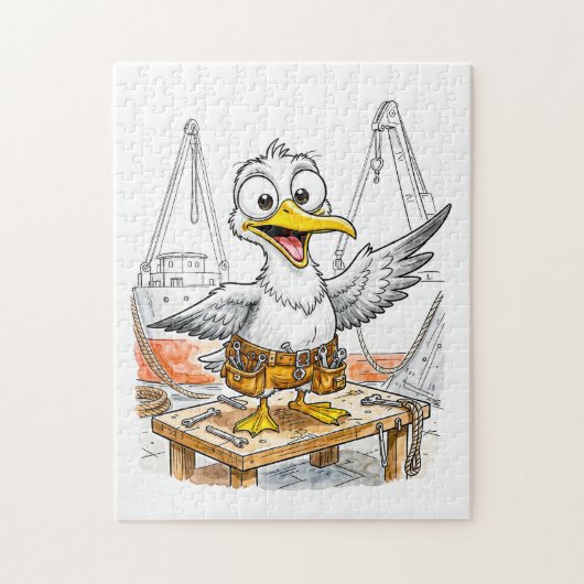 Comic Bird Scheepswerf Arbeider Legpuzzel (Verticaal)