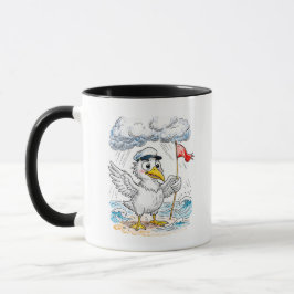 Comic Bird Strand Wind Check Ansichtkaart Mok
