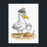 Comic Bird Worm Inspector Briefkaart<br><div class="desc">A focused coastal bird examines tidal‑flat worms with expert seriousness,  blending scientific curiosity with comic charm. This whimsical illustration is perfect for fans of coastal nature,  humorous character art and quirky maritime storytelling.</div>