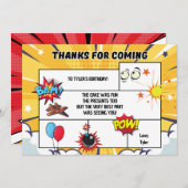 Comic Birthday Party Thank You Card Bedankkaart (Voorkant / Achterkant)