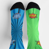 Comic Blue BTW Green POW Sokken (Top)