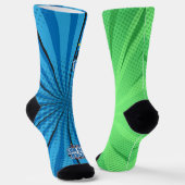Comic Blue BTW Green POW Sokken (Gebogen)