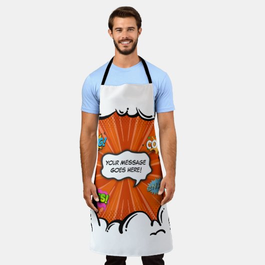 Comic Book Art Pop Tekst toevoegen Aangepast Schort (Gedragen)