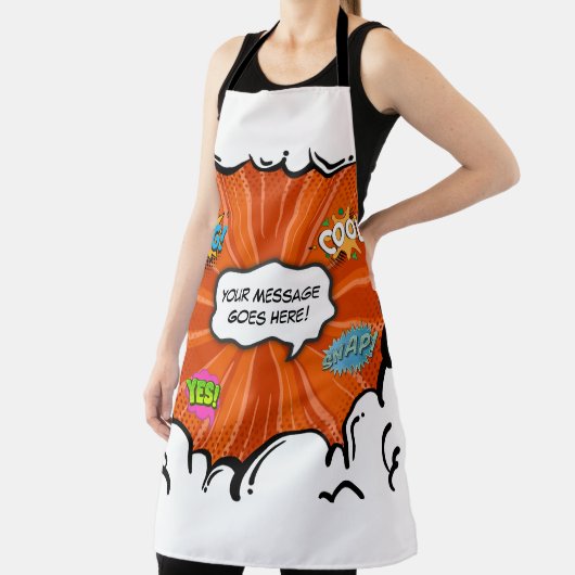Comic Book Art Pop Tekst toevoegen Aangepast Schort (Insitu)