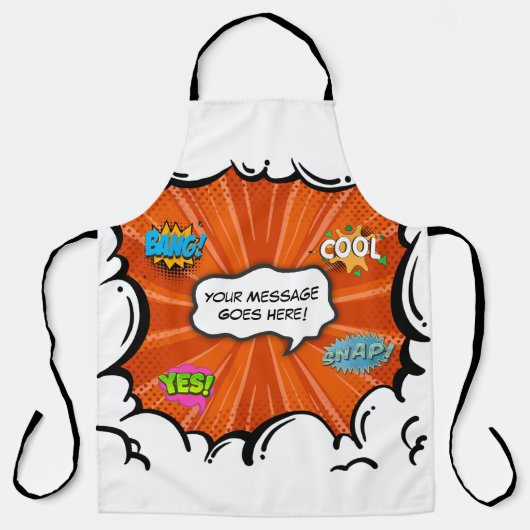 Comic Book Art Pop Tekst toevoegen Aangepast Schort (Voorkant)