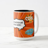 Comic Book Art Pop Tekst toevoegen Aangepast Tweekleurige Koffiemok (Voorkant rechts)