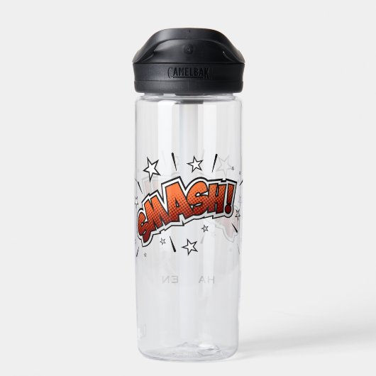 Comic Book Art Smash EXclamatie gepersonaliseerd Waterfles (Achterkant)