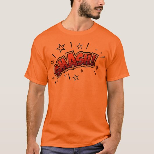 Comic Book Art Smash EXclamation Orange T-shirt (Voorkant)