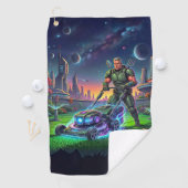 Comic Book Astronaut Grasmaaier Golf Handdoek (Insitu)