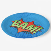 Comic Book BAM op een blauwe achtergrond Papieren Bordje (Gekanteld)