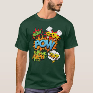 Comic Book Bam Pow Crash Boom Zap Bellen in Helder T-shirt