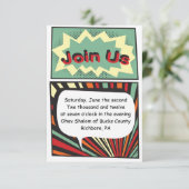 COMIC BOOK Bar Mitzvah Reception Party Card Kaart (Staand voorkant)