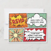COMIC BOOK Bar Mitzvah Reply Card RSVP Kaartje (Voorkant)