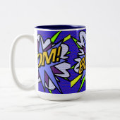 Comic Book BOOM Fun Cool Modern Tweekleurige Koffiemok (Links)