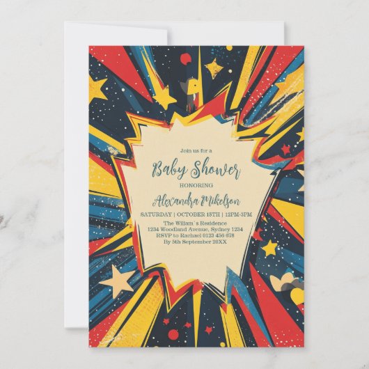  Comic Book Boy Baby shower Kaart (Voorkant)