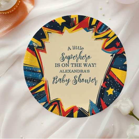  Comic Book Boy Baby shower Papieren Bordje