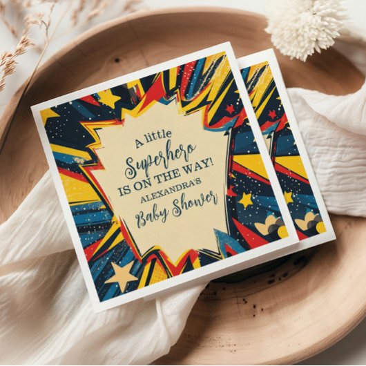  Comic Book Boy Baby shower Servet