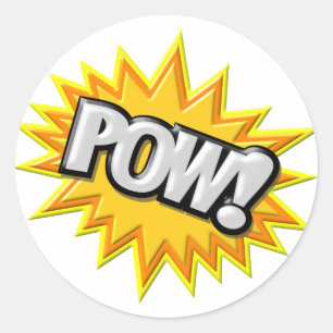 Comic Book Burst Pow 3D Ronde Sticker