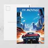Comic Book Car Going Fast New Address Briefkaart (Voorkant / Achterkant)