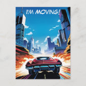 Comic Book Car Going Fast New Address Briefkaart (Voorkant)