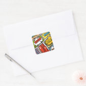 Comic Book cartoon fonts! Vierkante Sticker (Envelop)