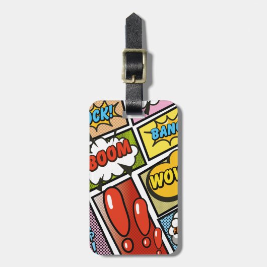 Comic book cartoon-lettertypen! bagagelabel (Voorkant verticaal)