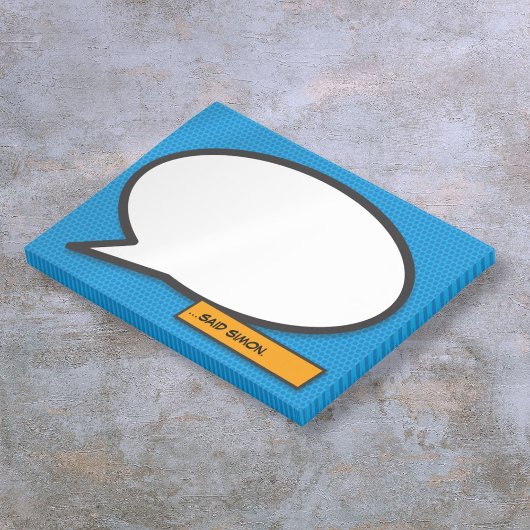 Comic Book Custom Name Speech Bubble Blue Post-it® Notes