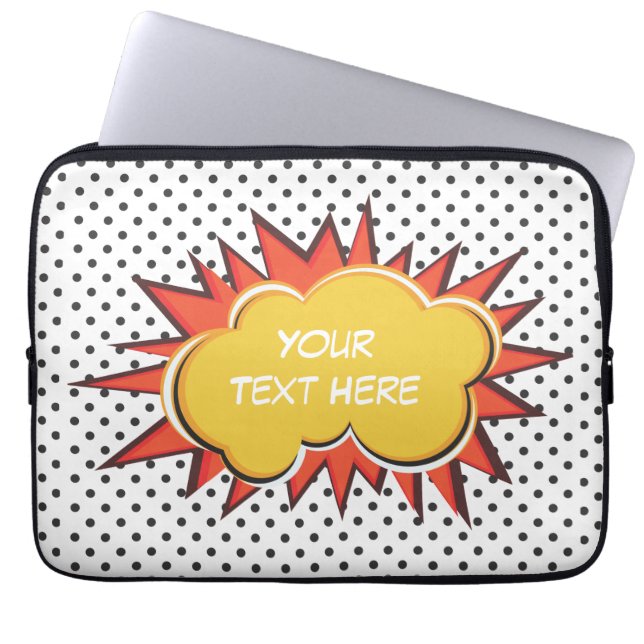 Comic Book Explosion Custom Text Bubble Laptop Sleeve (Voorkant)