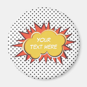 Comic Book Explosion Custom Text Bubble Magneet