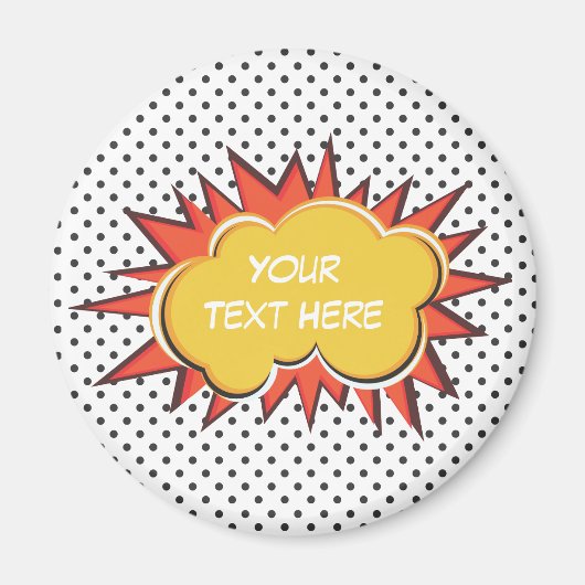 Comic Book Explosion Custom Text Bubble Magneet (Voorkant)