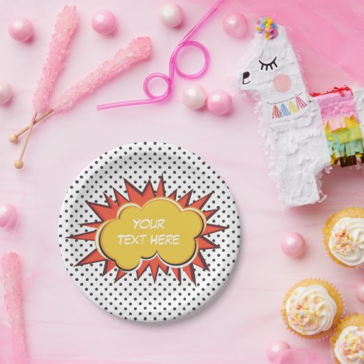 Comic Book Explosion Custom Text Bubble Papieren Bordje (Feest)