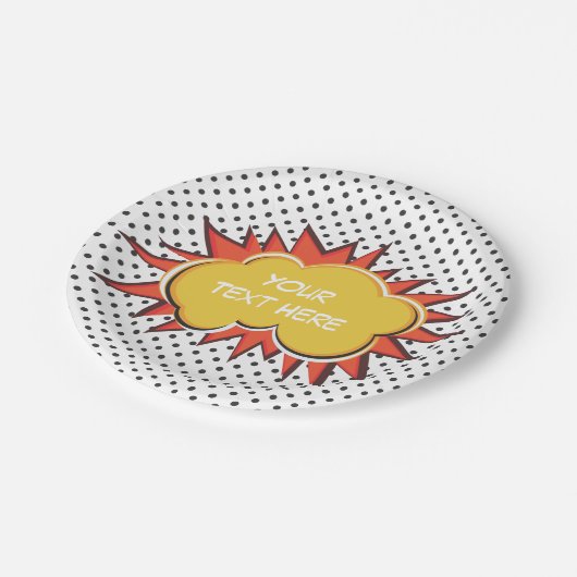 Comic Book Explosion Custom Text Bubble Papieren Bordje (Gekanteld)