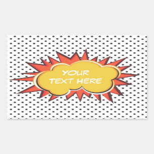 Comic Book Explosion Custom Text Bubble Rechthoekige Sticker