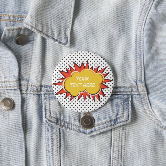 Comic Book Explosion Custom Text Bubble Ronde Button 7,6 Cm (In situ)