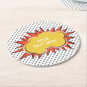 Comic Book Explosion Custom Text Bubble Ronde Kartonnen Onderzetter (Gebogen)