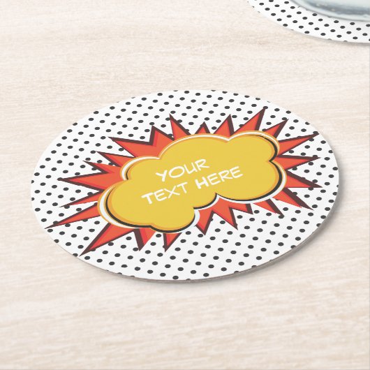 Comic Book Explosion Custom Text Bubble Ronde Kartonnen Onderzetter (Gebogen)