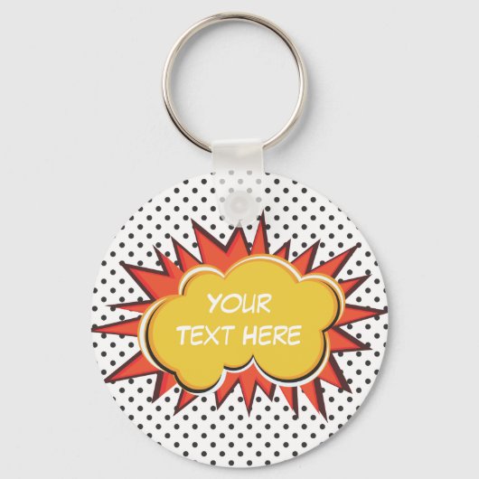 Comic Book Explosion Custom Text Bubble Sleutelhanger (Voorkant)