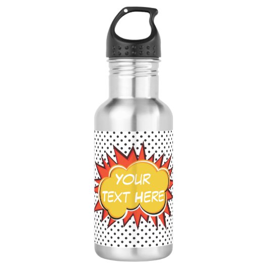 Comic Book Explosion Custom Text Bubble Waterfles (Voorkant)