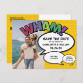 Comic Book Foto Save The Date Aankondigingskaart (Voorkant / Achterkant)