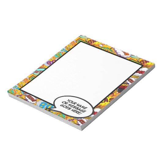 Comic Book Fun Speech Bubble Name Message Notitieblok (Linkerzijde)
