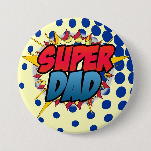 Comic Book Geïnspireerd Super Pap Ronde Button 7,6 Cm (Voorkant)