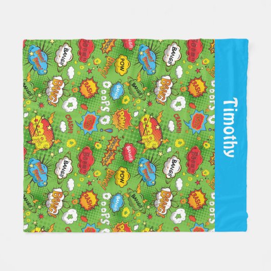 Comic Book Green Fleece Blanket (Voorkant (Horizontaal))